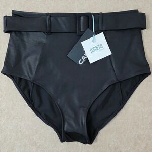 Panache High Waist Swim Bottom Sz M Black Retro Pin Up Bikini